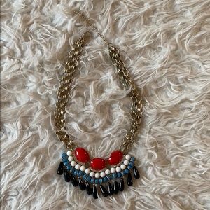 Costume jewelry necklace with multi colored beads
